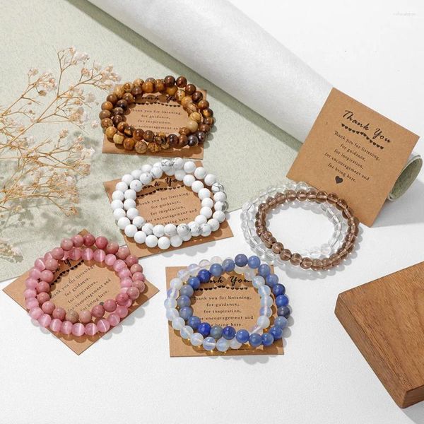 Bracciale con perline in pietra naturale, grazie agli insegnanti, ai genitori, con energia curativa, con gioielli in carta, regali per donne e uomini