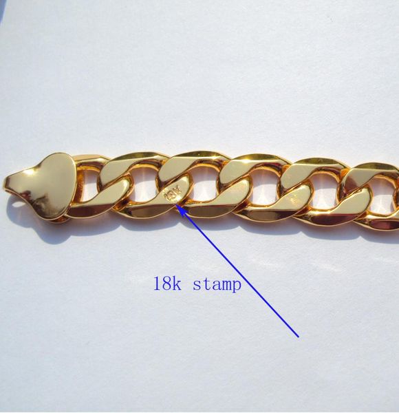 18 k Katı Goldgf otantik kaplama 18 K damgalı 10mm ince kaldırım Küba Bağlantı Zinciri Kolye Men039s 600mm5278096