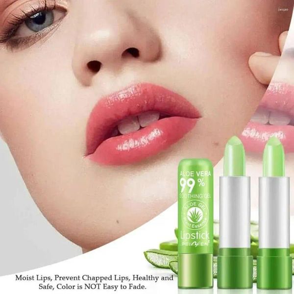 Lip Gloss 1 PC Umidade Longa Duração Natural Aloe Vera Cor Batom Mudando o Humor Duradouro Envelhecimento Anti Hidratante S1T7