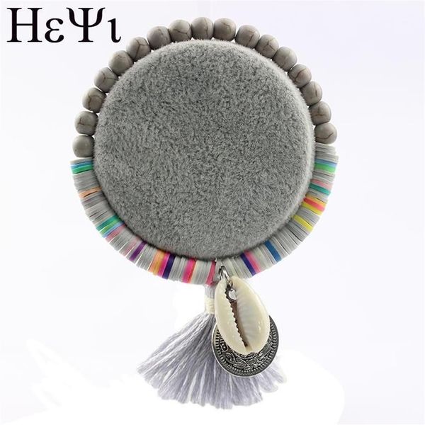 Pulseira Moda Colorida Pedra Natural Pulseira Artesanal Com Borlas Pingente Shell Jewel Girl1281i