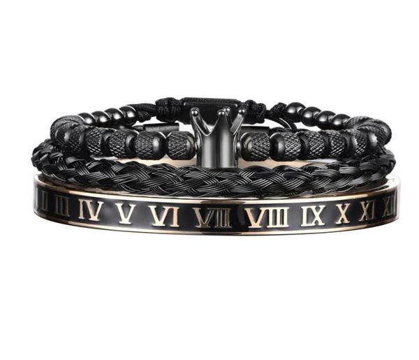 Luxus Emaille Römischen Armband Royal Crown Charme Männer Edelstahl Geometrie Pulseiras Offene Einstellbare Armbänder Paar Schmuck7776069