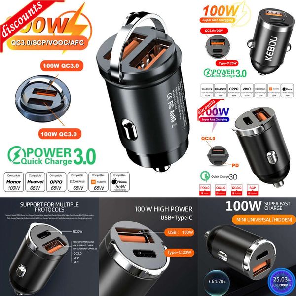 Yeni Diğer Otomatik Elektronik 100W PD Araç Şarj Cihazı Type-C Hızlı Şarj QC3 4.0 İPhone Huawei Xiaomi Samsung için Çift USB Fast Charging USB Telefon Mini Şarj Cihazı