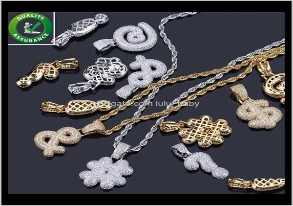 Hip Hop Herren Goldkette Anhänger Diamant Halskette Iced Out CZ Symbol Bling Luxus Stil Charms Rapper Rock Zvkas Halsketten Cnraj9164659