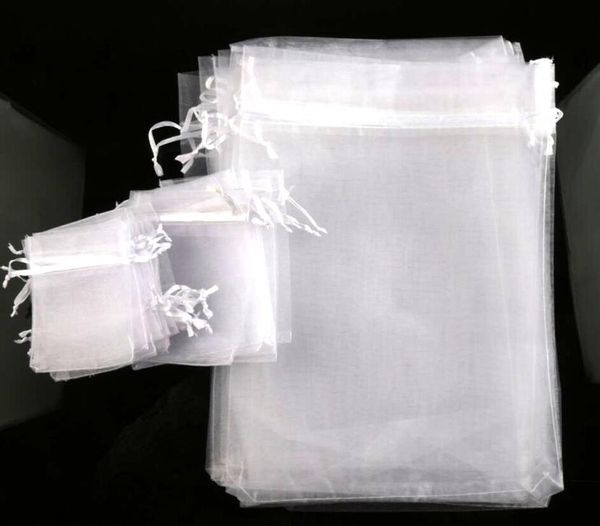 100 Stück verkaufen 4 Größen weiße Organza-Schmuck-Geschenkbeutel für Hochzeiten favorsbeadsjewelry2079127