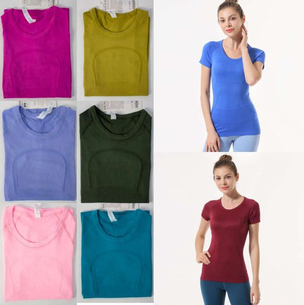 LL-1.0 Kadın Yoga T-Shirts Kadın T-Shirt Yüksek ELEKTİK NEFREBLİ Koşu En İyi Hızlı Kurutma Kısa Kısa Kollu Spor Cycling Spor Salonu Giyim LU İyi 5532ess