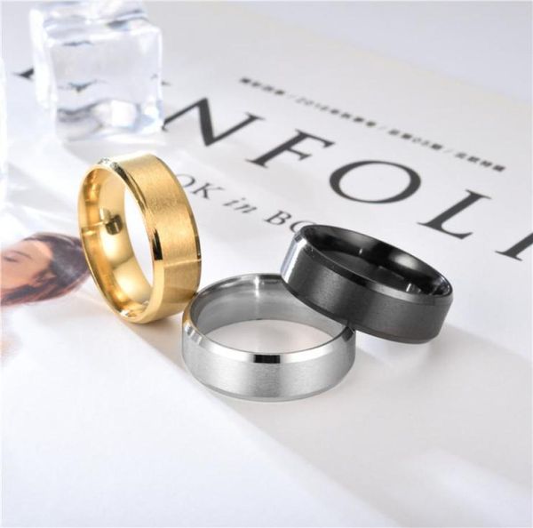 Europäischer Stil Minimalismus Dumb Light Ring 8MM Edelstahl Doppelte Schrägkante Hochzeitsbevorzugung Bogen Titanringe 1 3zl Ww2694044