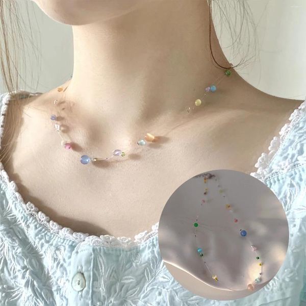 Collane a ciondolo boemia semplice perle da pesca perle cocchetto cocchetto femminile colletto con colletto colorato collier collier femme gioielli