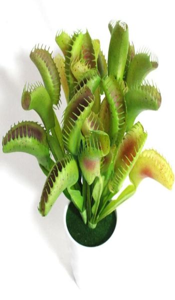 95quot 2 colori artificiale Venus Flytrap pianta verde viola controllo dei parassiti piante grasse finte decorazioni per la casa display bouquet7069272