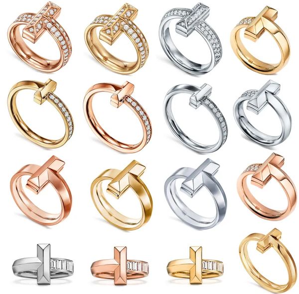 Neuer Luxus-Designer-Ring, Bandringe, 925er-Silberring, Moissanit-Mosan-Diamant, Buchstabe T, Damen-Ehering, modisch, klassisch, mit Box, Valentinstag, Jahrestagsgeschenk