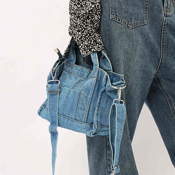 Markalar denim tote kadın omuz çantası küçük tasarım tuval kot pantolon el çantaları için alışveriş çantaları crossbody dişi çantası 2205192651