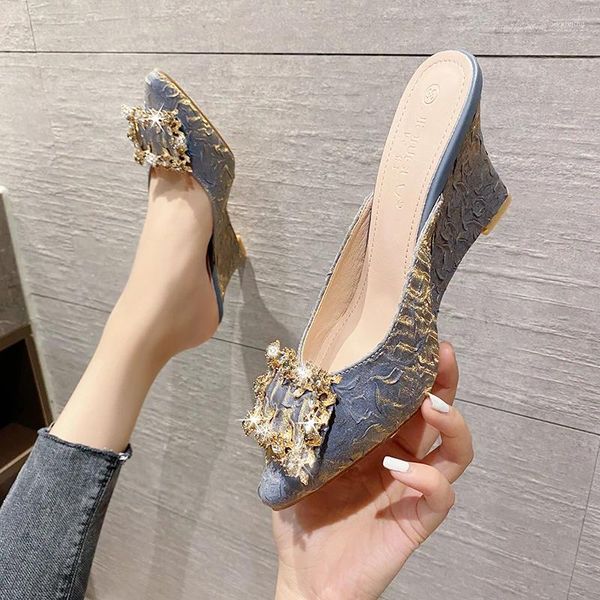 Hausschuhe Cover Toe Flache Schuhe Damen Luxus Slides Jelly Flip Flops Med Slipers Frauen auf einem Keil Designer Glitter Soft 2023