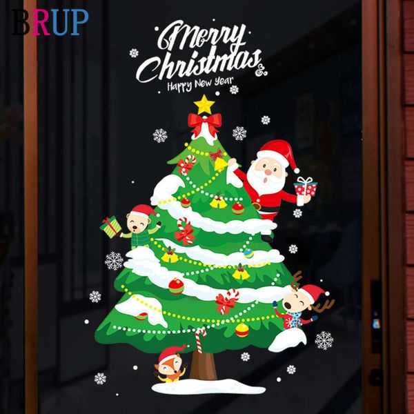 66*100cm Moda Noel Ağacı Duvar Sticker Mutlu Yıllar Pencere Dekorasyonu Güzel Noel Baba Ev Dekoru Sanat Vinil Duvar Kağıdı