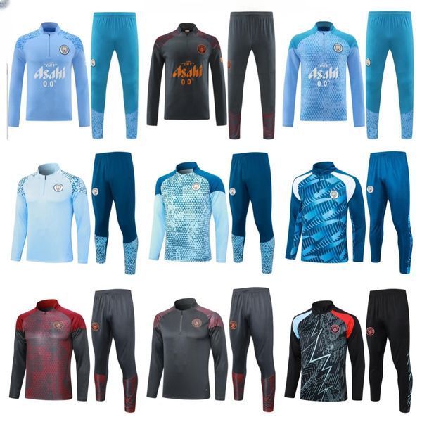 2023 24 Man City Football Tracksuits Futebol Treino Terno Homens Kit 23 24 Haaland De Bruyne Foden Grealish J.Alvarez Sportswear Survatment Chandal Set