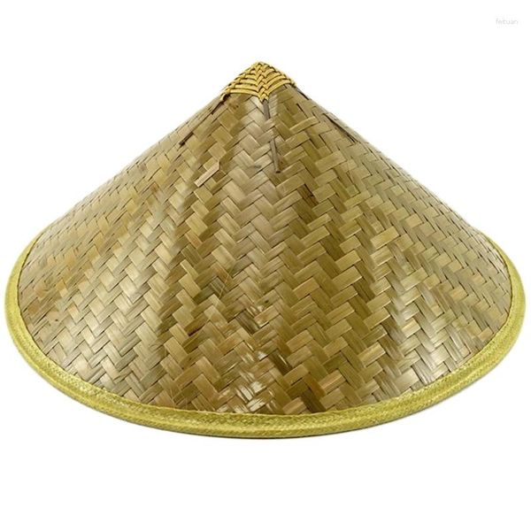 Berretti Cono di bambù vuoto non verniciato Parasole - Cappello di paglia intrecciato a mano Cappello di paglia intrecciato a mano Decorazioni a tema asiatico