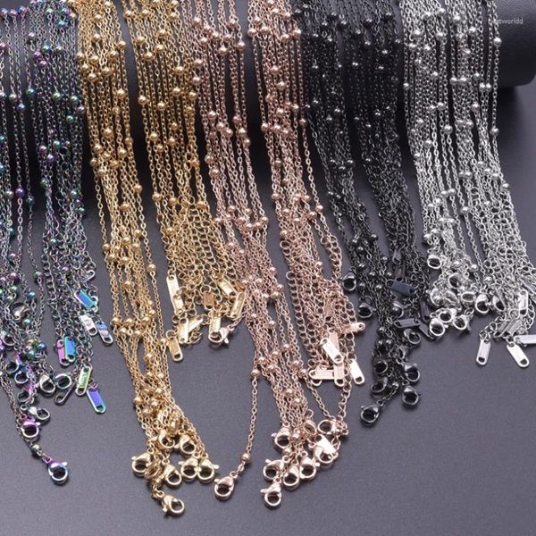 Catene 3 pz 1.6mm Collana di Perline In Acciaio Inossidabile Donna Moda Bulk FAI DA TE Non Dissolvenza Choker Per Gioielli Regolabile Realizzazione di componenti