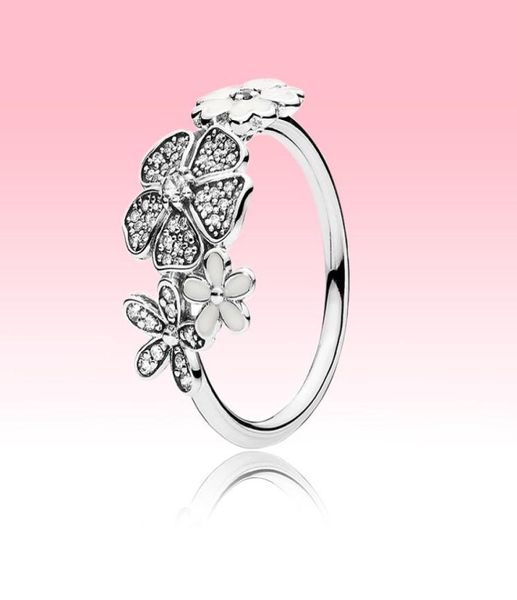 Schöne Frauen Blumen Ring Sommerschmuck für echte 925 Sterling Silver Sakura CZ Diamond Eheringe mit Originalbox Set9467978