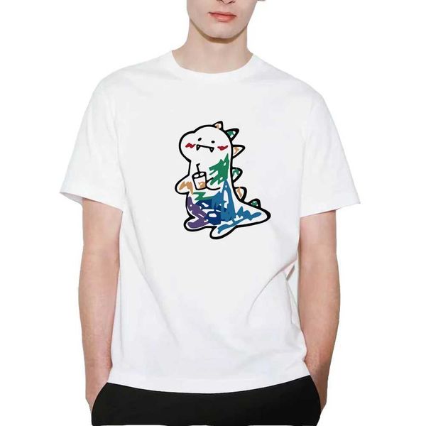 Moletons masculinos Moletons Bonito Dinossauro Graffiti T-shirt Mens Manga Curta Top Tees Camisas Casuais de Verão Roupas de Marca Originais B047L231122