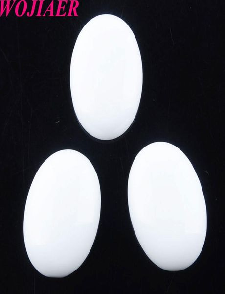 Wojiaer Natural White Jade Gemstone perline ovali cabochon cabina senza buco 22x30x7mm per orecchini che producono accessori per gioielli U81096694329