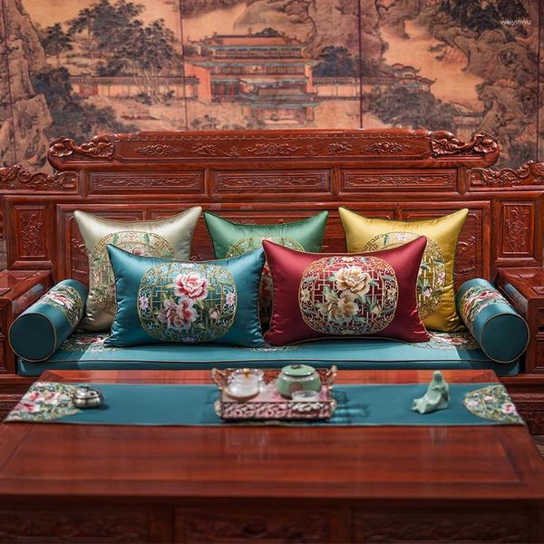 Наволочки с вышитыми цветами 45x45, винтажные чехлы в китайском стиле с цветением, элегантная вышивка, декоративный чехол для дивана Coussin