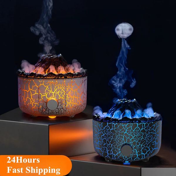 Diffusori di oli essenziali Lava Volcano Umidificatori d'aria Diffusore di oli essenziali da 560 ml con luce notturna Diffusore di oli essenziali Diffusore di aromi Camera da letto Ufficio 231213