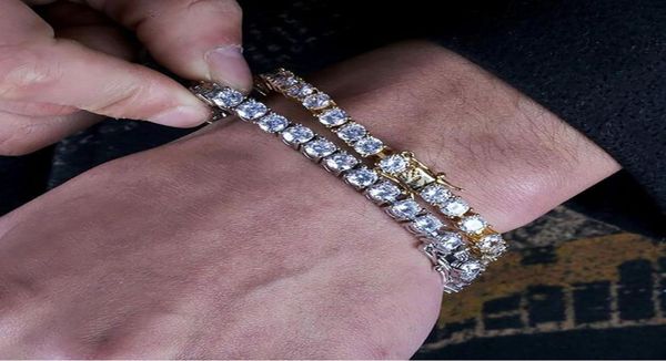 14K Banhado A Ouro 5MM Micro Pave Zircônia Cúbica Pulseiras De Tênis Com Fecho De Bloqueio 7 Polegadas 8 Polegadas Diamantes Brilhantes Hip Hop Pulseira Fashion6743480