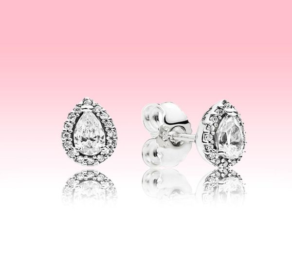 Сверкающие серьги-гвоздики в форме капли Halo, милые женские свадебные украшения с оригинальной коробкой для серег-капель из серебра 925 пробы8086194