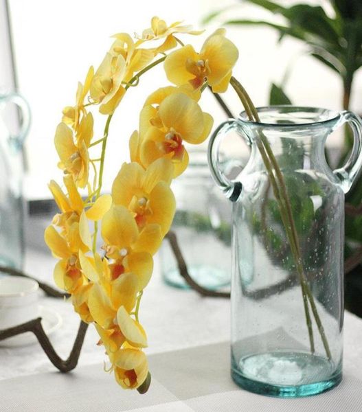 2 peças orquídeas pu tamanho grande látex orquídea artificial toque real phalaenopsis para peças centrais de casamento flores falsas decorativas para casa 7803264