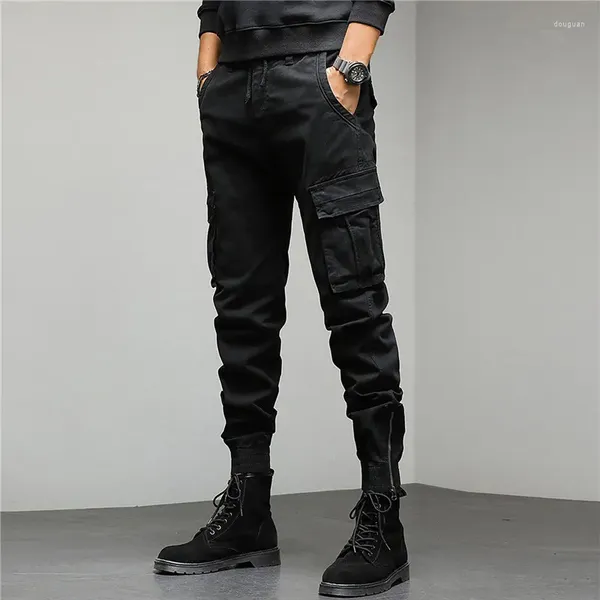 Pantaloni da uomo Cargo da uomo con coulisse alla caviglia Pantaloni in 9 parti Streetwear Moda Cotone Casual Lavoro Militare