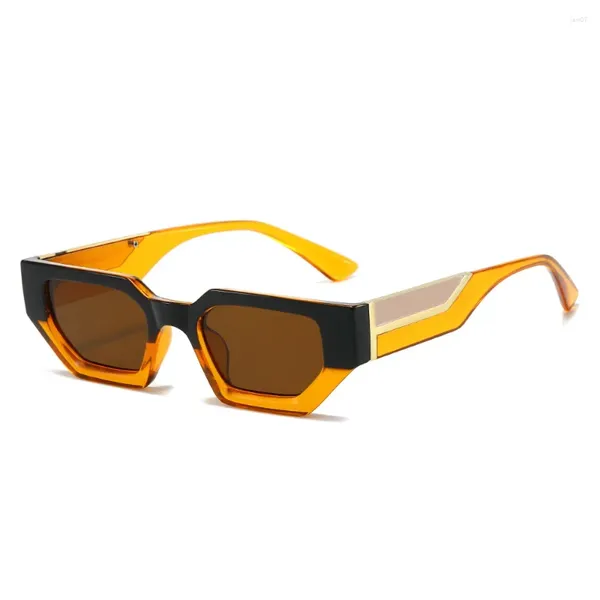 Sonnenbrille Retro Polygon Rechteck Frauen Farbverlauf Shades UV400 Markendesigner Trend Männer Cat Eye Einzigartige Blau Braun Sonnenbrille