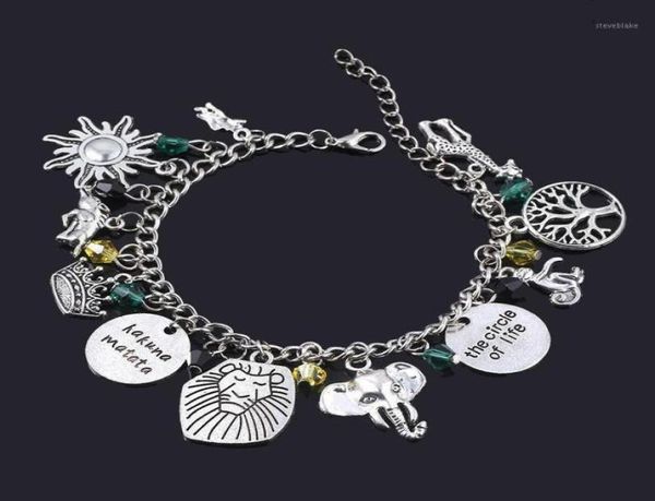 Braccialetti con ciondoli Anime Il re leone Bracciale Simba Albero della vita Braccialetti con ciondolo elefante per le donne Ragazze Gioielli di moda Gift13796373