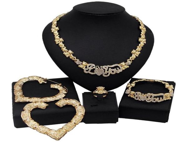Brincos colar yulaili abraços e beijos conjuntos de jóias XO Drop Big Bracelet Ring for Woman Party Accessories Gifts6278470