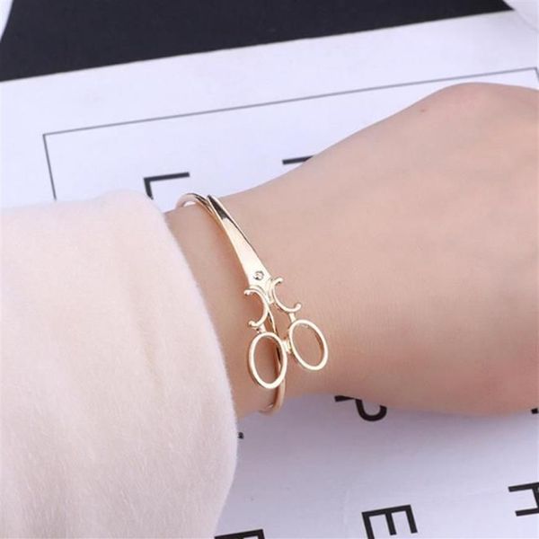 Mode Schere Armbänder Für Frauen Männer Einfache Gold Silber Schwarz Schere Öffnung Armreifen Charme Schere Friseur Jewelry224w