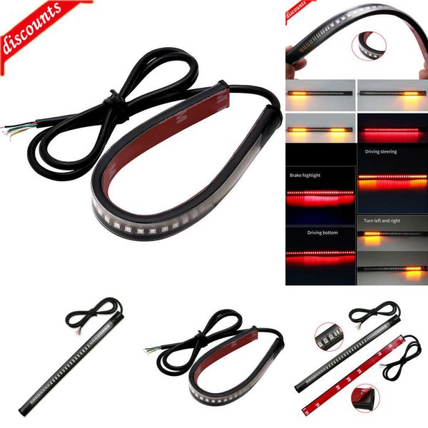 Nova iluminação da motocicleta 48led barra de luz da motocicleta tira cauda luz sinal volta drl âmbar branco moto pisca anel garfo tira lâmpada piscando pisca 12v