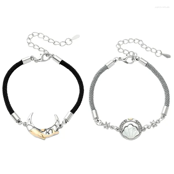 Pulseiras de link pulseira de baleia solar lunar lunar para homens jóias jóias cor corda de zircão de zircão unissex presente de aniversário xxfb