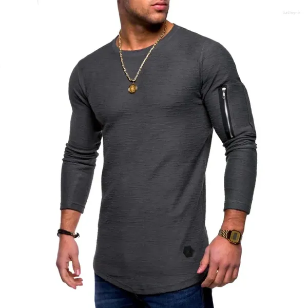 Herenkostuums B6227 T-shirt Lente en zomer Top Lange mouwen Katoen Bodybuilding Vouwen