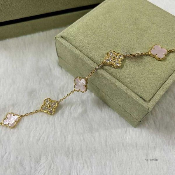 2024 Braccialetti con ciondoli moda classica 4four Leaf Clover Gioielli firmati Bracciale in oro 18k per le donne Gioielli eleganti regalo Z9pz