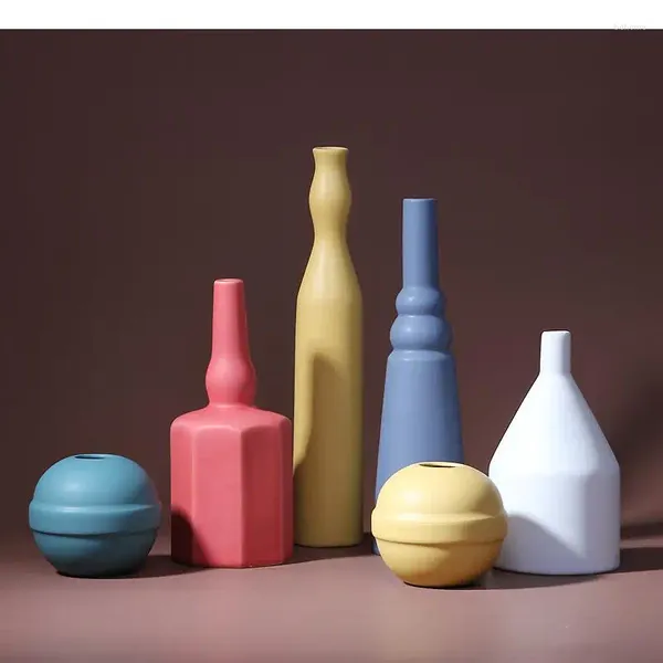 Vasi Vaso in ceramica Astratto irregolare dipinto rotondo Moderno Ornamenti per la casa Disposizione dei fiori Decorazione di nozze