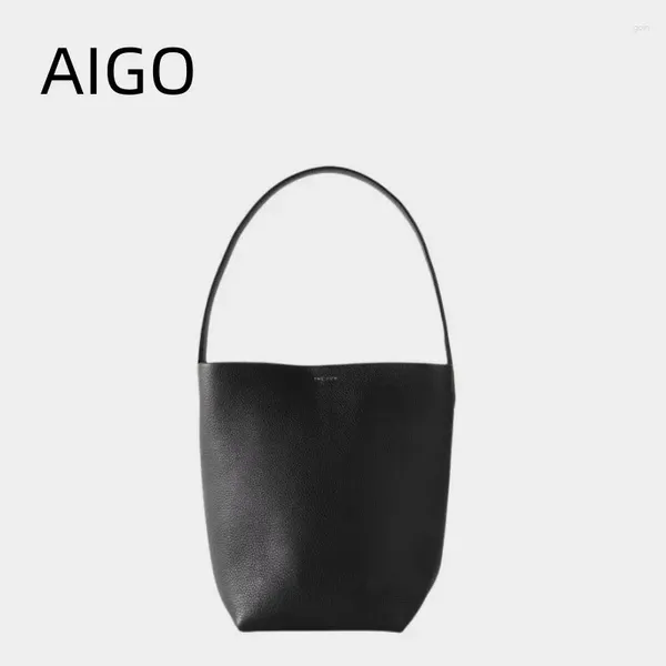Sacos da noite Aigo clássico luxo de alta qualidade macio couro balde saco linha grande capacidade commuter tote mulheres ombro axilas