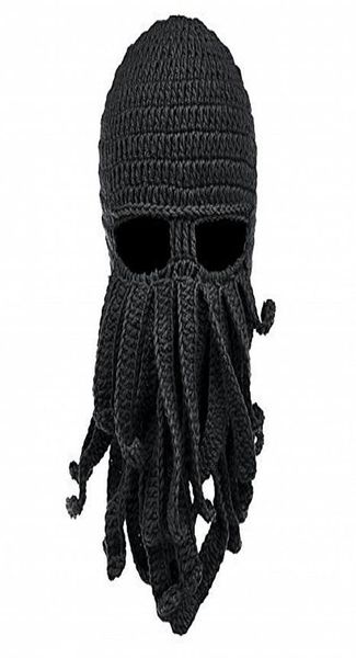 Gestrickte Gesichtsmaske Oktopus Strickwinddichte Hut Wolle Ski Gesichtsmasken Event Party Halloween Strickhut Tintenfisch Cap Beanie coole Geschenke 5641902