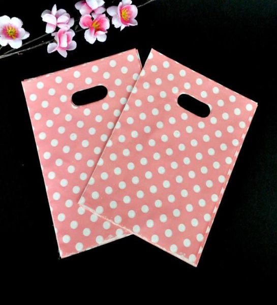 Ponto de plástico rosa de 100pcslot de 100pcslot saco de plástico rosa 15x20cm Jóias de casamento sacolas de compras de plástico com alças Y116804240