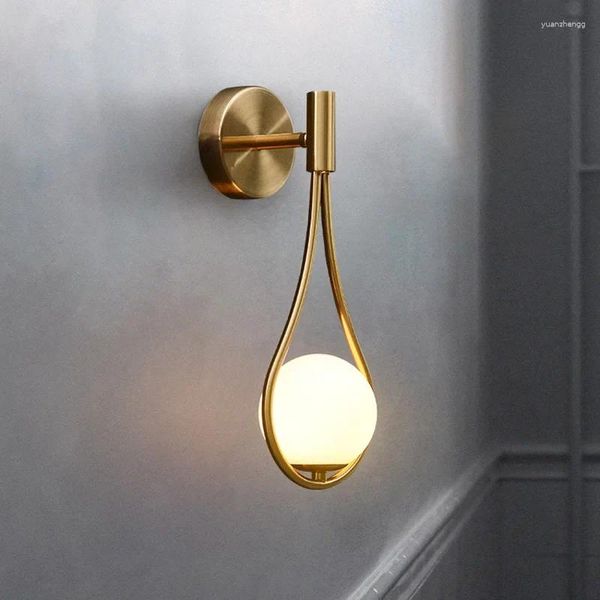 Lampade da parete Moderna Luce Sfera di vetro Sconce di lusso Soggiorno Camera da letto Comodino Corridoio Scala Lampada nordica Montaggio Lua Decorazione per interni