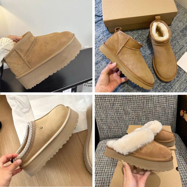 Ug Designer Schneestiefel Australische Damenstiefel Tasman Bailey Dune Chestnut Winter Pelziger Slipper Halbkniekurz Lady Schaffell Tazz Wolle Integrierte Glies H