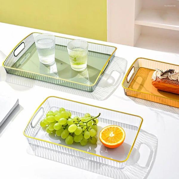 Bandeja de pratos com alças, mesa de sobremesa, transparente, espessada, servindo para chá, frutas, jantar