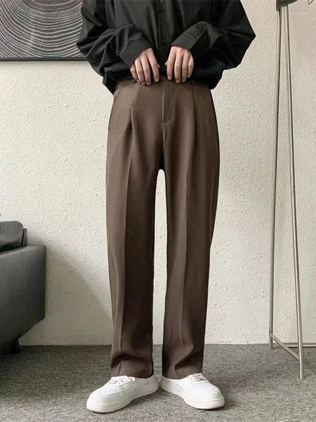 Abiti da uomo pantaloni sottili verticali di colore autunno semplice 2023 pantaloni coreani maschili casual tendenza moda allentata solido