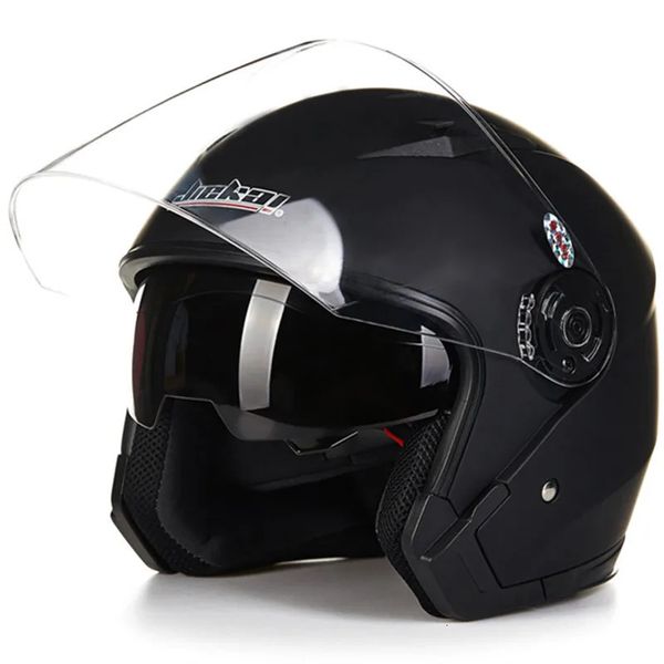 Caschi da Sci Casco Moto Universale 34 AntiUV DOPPIA VISIERA Scooter Vintage Doppia Lente Sicurezza Moto DOT ECE 231213