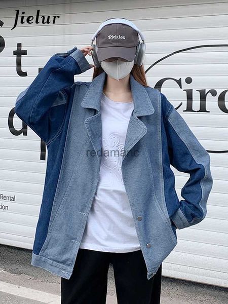 Damenjacken Jielur Anzugkragen Denimmantel Frauen Herbst Winter Koreanische neue Mode lose lässige Zauberfarbe blaue Jeansjacke weiblich S-XL YQ231213