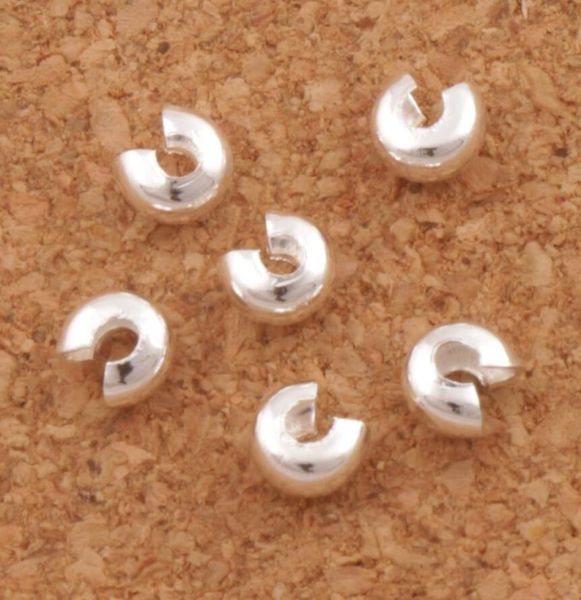 Versilberte Quetschknotenabdeckungen, Perlen, Abstandshalter, 3 mm, L1750, 1200 Stück, Los, Schmuck, DIY, Verkaufsartikel 7140237