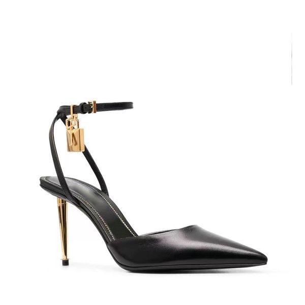 Cinturino alla caviglia Punta a punta Sandali gladiatore Décolleté Lucchetto Ciondolo suola in pelle stiletto Scarpe eleganti designer di lusso da donna Scarpe da sera per feste 35-42 Con scatola