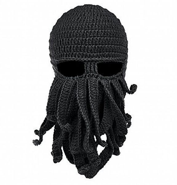 Gestrickte Gesichtsmaske Octopus Gestrickte winddichte Mütze Wolle Ski Gesichtsmasken Event Party Halloween Strickmütze Tintenfisch Mütze Beanie Coole Geschenke 8304774