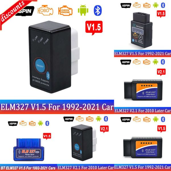 Новые диагностические инструменты Elm327 Bluetooth OBD2 V1.5 Elm 327 V 1,5 OBD 2 Автомобильный диагностический инструмент сканер Mini Elm-327 OBDII адаптер автоматический диагностический инструмент